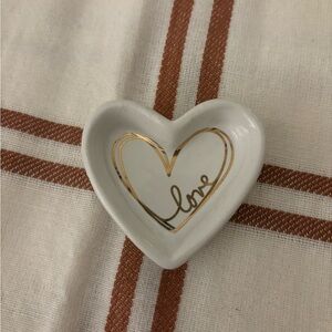 Heart-Shaped White and Gold Trinket Dish